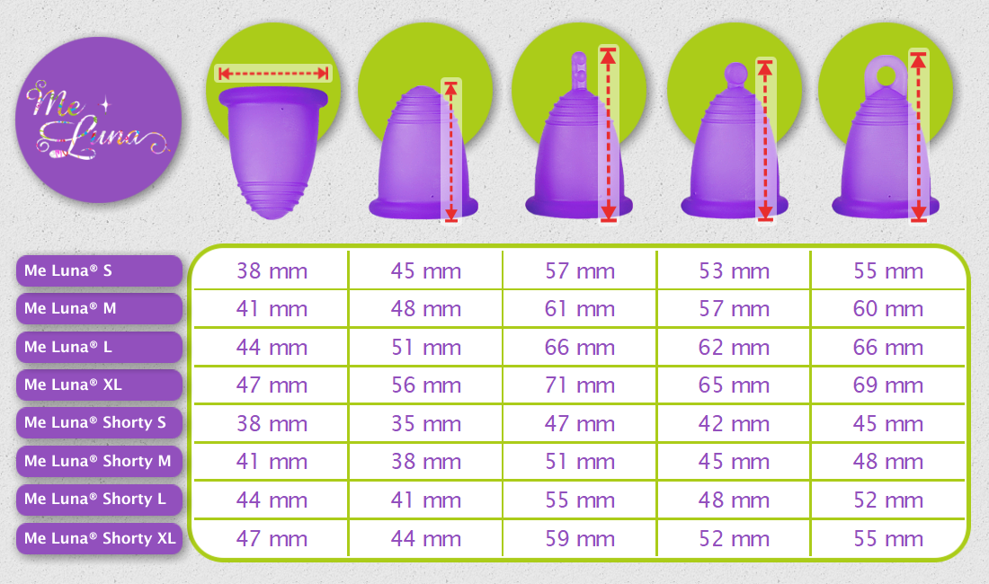 Meluna period cup size guide, enjoy a vegan period