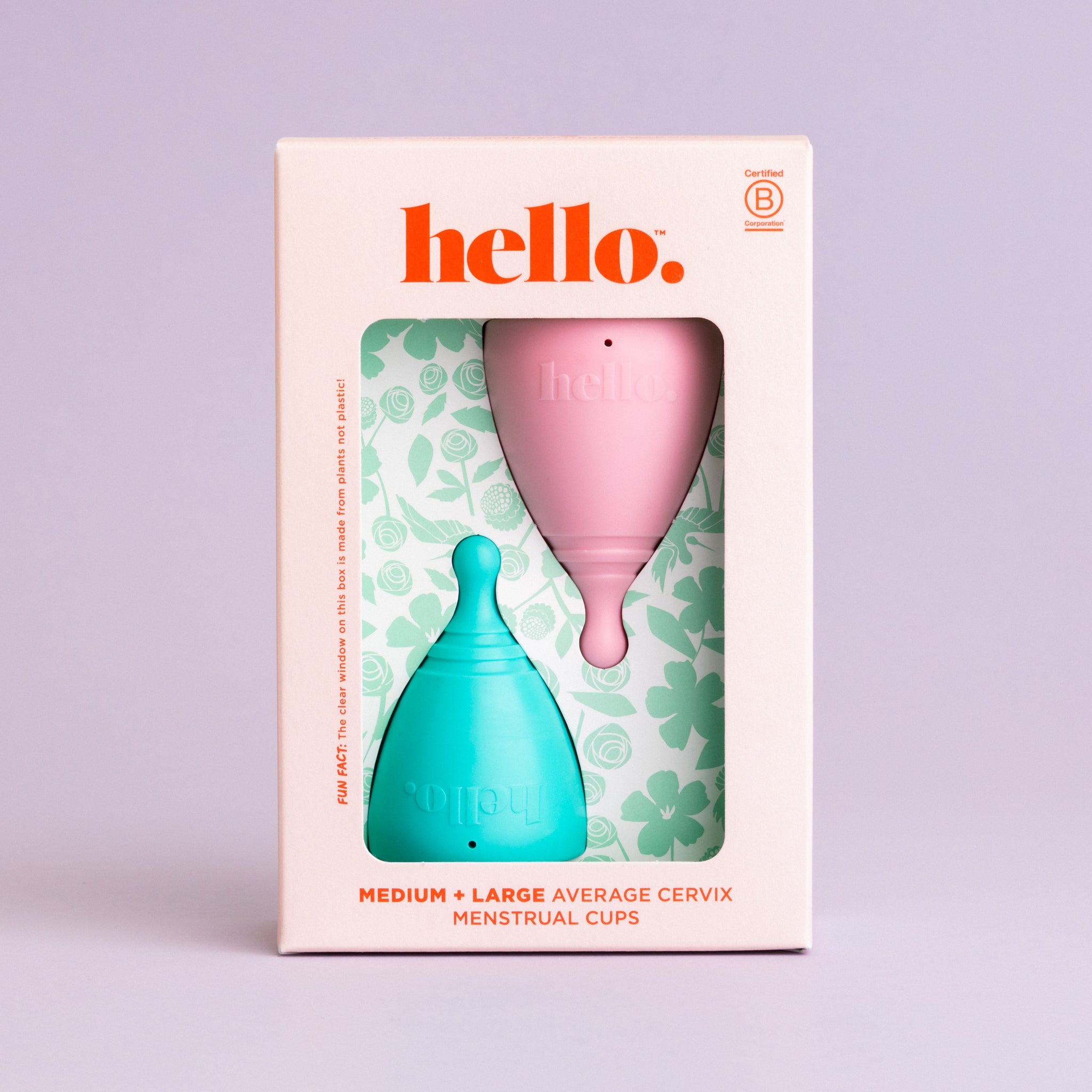 2 menstrual cups . שתי גביעוניות למחזור בתוך קופסא, קאפ לווסת בצבע כחול ווורוד