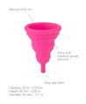 period cup infographic. Lily Compact is a one of the best menstrual cups! It's dark pink and compact. כוס מחזור או גביעונית מדהימה שתעזור לך לאסוף את המחזור שלך!תעשי משהו טוב בשבילך עצמך